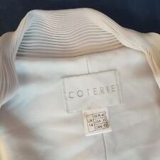 Coterie Skirt Suit Silver Grey Vintage Top & Skirt Beaded Pleated Collar UK 14