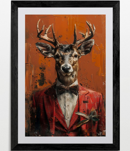Stag suit framed canvas - stag,