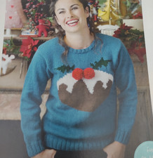 Ladies Christmas Pudding Jumper knitting pattern