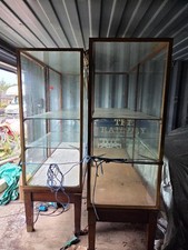furniture two museum quality display cabinets glass and brass surrounds
