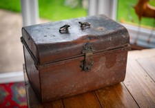 Antique - Metal Travel Trunk -
