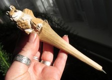Hand Carved Wooden Red Squirrel Ball Point Pen Rustic Small Gift - Needs New Ink