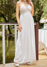 Stunning Summer Boho Bridal Gown Ivory Lace Sequin Detail Full Length Size 12