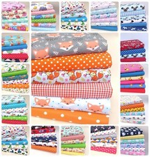 POLY COTTON FABRIC BUNDLES FAT QUARTERS SQUARES CHILDRENS CRAFTS SEWING MATERIAL