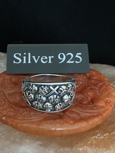 Silver multi skull cross band - silver, /cross