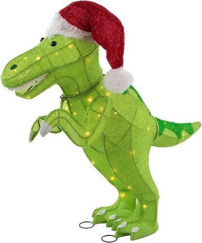 Led lighted tinsel santa rex - lighted, t-rex