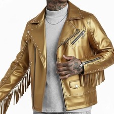Men's Metallic Gold Leather