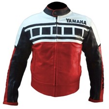 Mens Yamaha Motorcycle Biker Leather Jacket MOTOGP Motorbike Racing Armour Coat