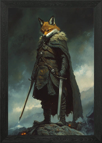 Fox warrior framed - wall, art