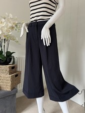 Karen Millen Women's Culottes Trousers UK 10 Wide Leg Cropped Navy Blue