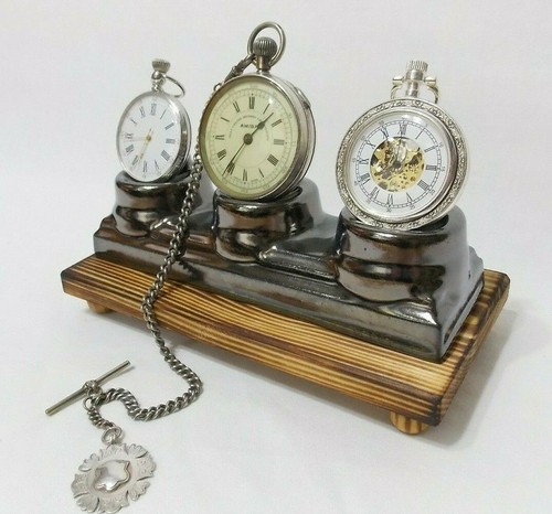 Triple pocket watch stand rack - watch,