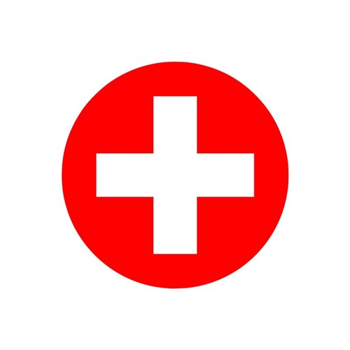 Red cross iron print - red, on