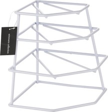 4 Tier Corner Plate Rack White Kitchen Cupboard Storage Shelf Organiser 23cm New