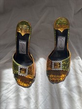 faith mules, leather, yellow