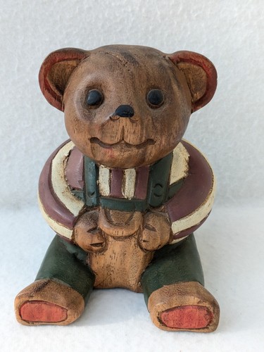 Wooden carved teddy bear - carved,