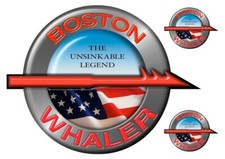 Boston Whaler Remastered Name Plate Stickers 7.5" and 2" Diameter