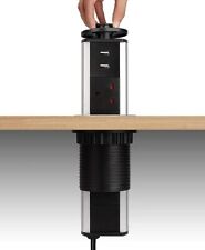 (BLACK) -BNIB Pop Up Electrical socket x 3 (+ 2 USB) For Kitchen  Worktop