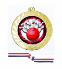Ten Pin Bowling Medal with Red