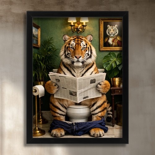 Funny tiger the toilet - tiger,