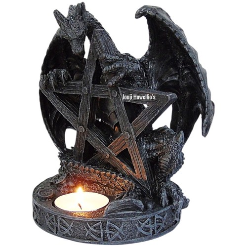 Dragon pentagram candle holder - candle,