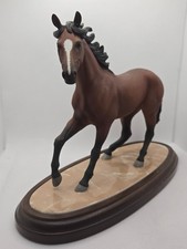 CHAMPION OF THE WIND - FINE PORCELAIN HORSE FIGURINE ON WOODEN BASE - 1989