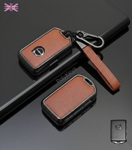 Leather alloy key fob case - alloy,