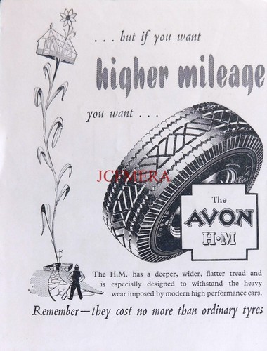 Avon motor car tyre - 'h.m',