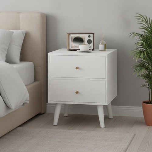 White bedside table with - with, 2