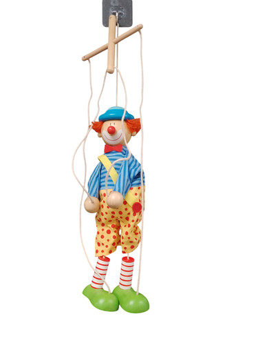 Wooden clown marionette - clown,