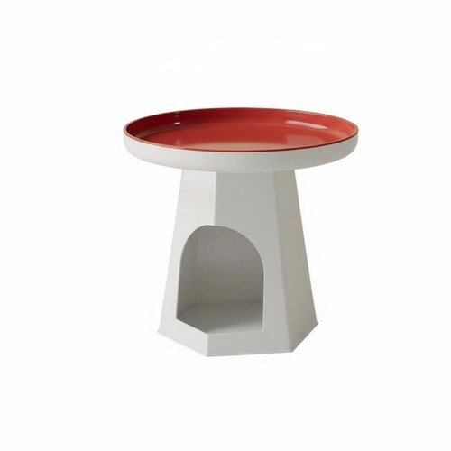Round nightstand with cat - round,