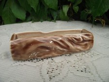 Vtg Straight Wade Porcelain Textured Log Posy Trough Vase  - Brown