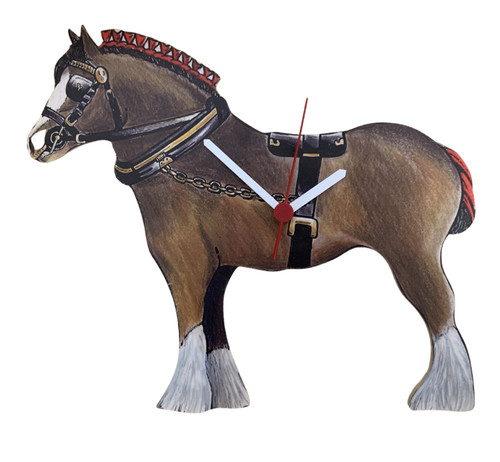 Brown show horse clock shire - clock,