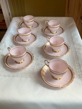 6 x Vintage Tuscan bone china cup and saucer, pastel pink