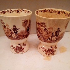 2 Vintage Mason's Watteau England Double Egg Cups