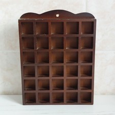 Vintage Wooden Rectangle Display Case Rack Holder Wall Shelf Thimble Holds 30 #1