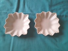2 BELLEEK STYLE ROYAL DELPHINE 12 Sided Scolloped Edge Bon Bon Trinket Dishes .