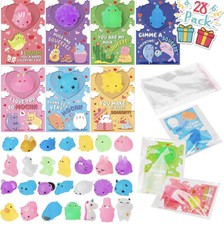 Mochi Squishy Toys 28Pcs Squishies Mini Soft Land Marine Animal Valentines