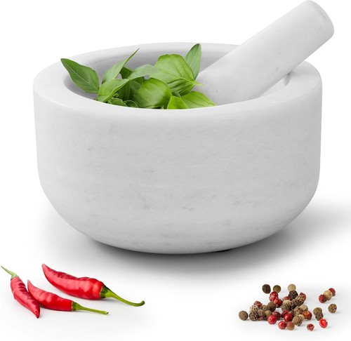 Pestle and mortar set marble - mortar,