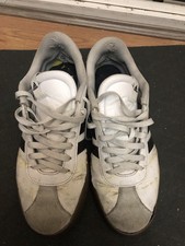 ***VERY WELL WORN MENS WHITE LEATHER ADIDAS VL COURT 3.0 TRAINERS - UK SIZE 10**