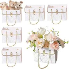 4pcs/set Flower Paper Gift Box, Wedding Bouquet Storage Bucket Florist Handbag W