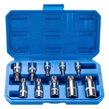 10Pack Multi Spline Bit 1/4" 3/8" 1/2" Socket Set 12 point triple square 4 -18mm