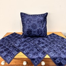 X4 navy blue handmade Indian cushion covers hippie style boho