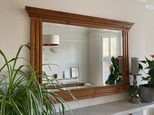 Waxed Pine Over Mantle Mirror. Bevel edged mirror. Excellent Condition.