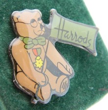 Vintage Harrods New Old Stock Enamel Teddy Bear Lapel Pin Tie Tack