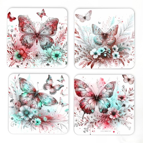 Teal pink butterfly gift - butterfly,