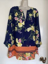 navy&Orange floral Tunic Top