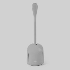 OXO Good Grips Grey Compact Toilet Brush Automatic Open Close Built-in drip tray