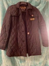 Girls Barbour International Black Quilted Coat Jacket 13 Years