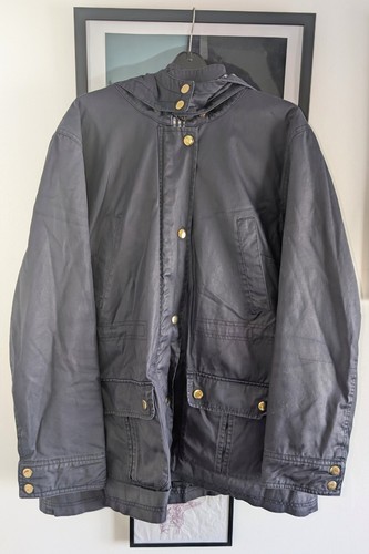 Navy blue wax jacket parka - f&f,