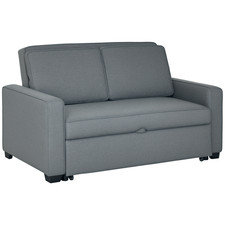 HOMCOM 2 Seater Sofa Bed Click Clack Couch Sleeper for Living Room Grey